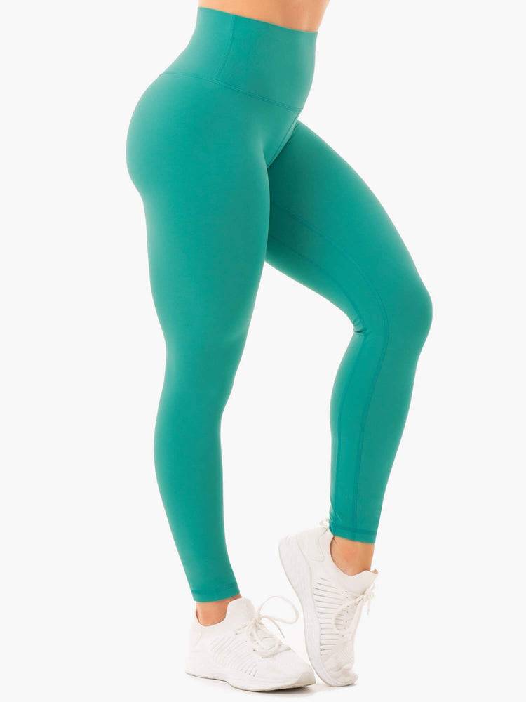 Legginsy Damskie Ryderwear Women Leggings NKD High Waisted Turkusowe | PL2237RW