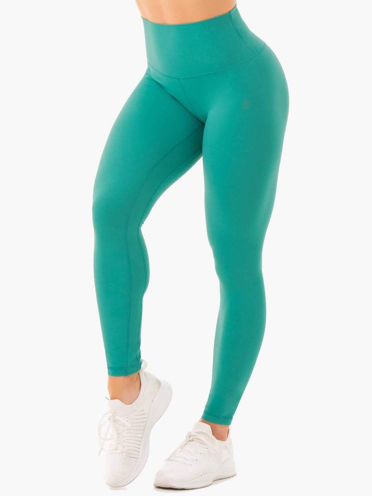 Legginsy Damskie Ryderwear Women Leggings NKD High Waisted Turkusowe | PL2237RW