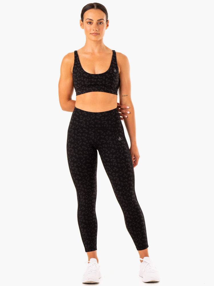 Legginsy Damskie Ryderwear Women Leggings Evolution High Waisted Scrunch Czarne Panterka | PL2239YU