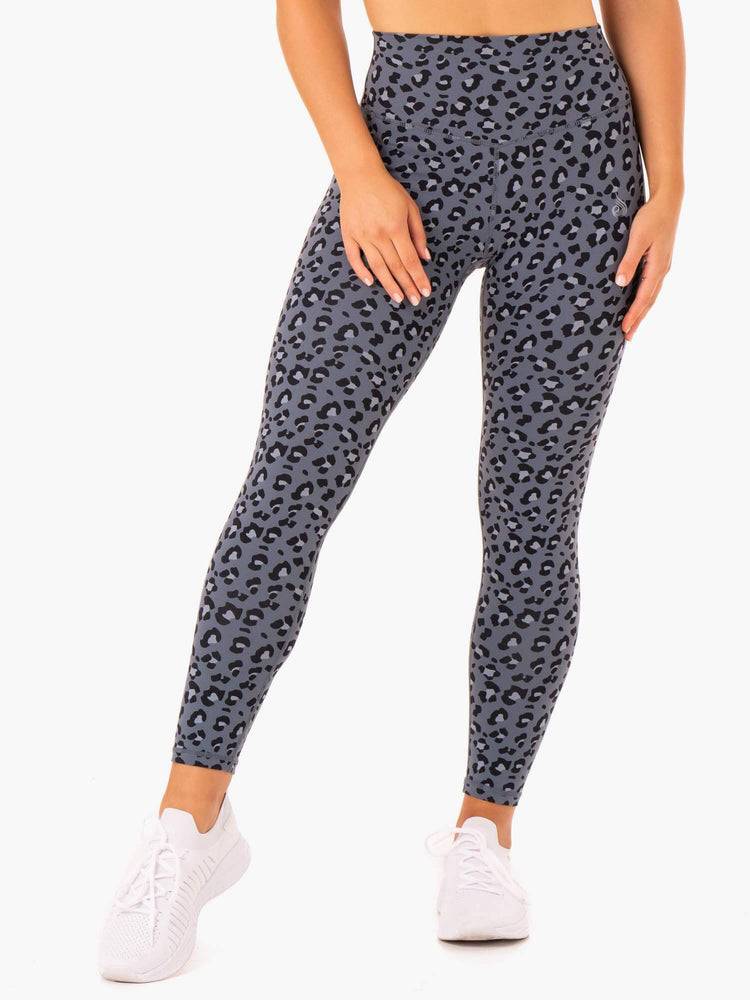 Legginsy Damskie Ryderwear Women Leggings Hybryd Full Length Szare Niebieskie Panterka | PL2242OR