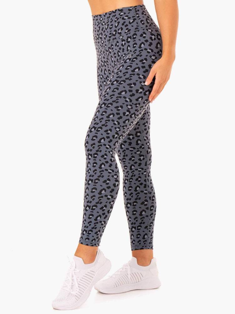 Legginsy Damskie Ryderwear Women Leggings Hybryd Full Length Szare Niebieskie Panterka | PL2242OR