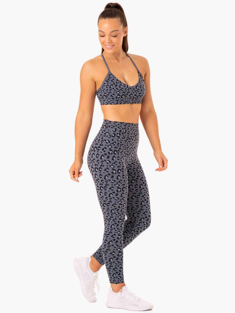 Legginsy Damskie Ryderwear Women Leggings Hybryd Full Length Szare Niebieskie Panterka | PL2242OR