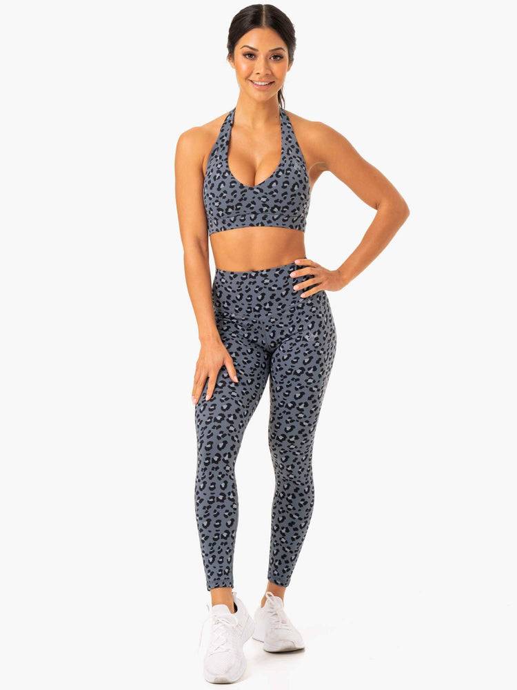 Legginsy Damskie Ryderwear Women Leggings Hybryd Full Length Szare Niebieskie Panterka | PL2242OR