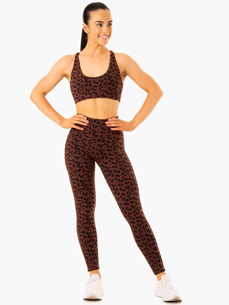 Legginsy Damskie Ryderwear Women Leggings Evolution High Waisted Scrunch Czekolada Panterka | PL2246DN