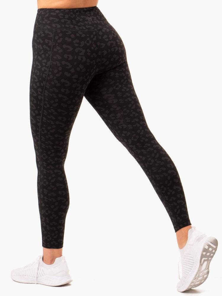 Legginsy Damskie Ryderwear Women Leggings Ultra High Waisted Full Length Czarne Panterka | PL2251KI