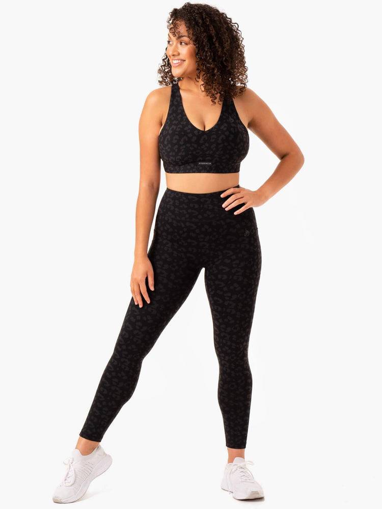 Legginsy Damskie Ryderwear Women Leggings Ultra High Waisted Full Length Czarne Panterka | PL2251KI