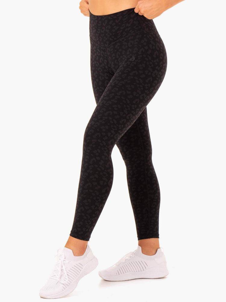 Legginsy Damskie Ryderwear Women Leggings Hybryd Full Length Czarne Panterka | PL2252LH