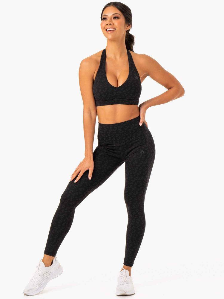 Legginsy Damskie Ryderwear Women Leggings Hybryd Full Length Czarne Panterka | PL2252LH