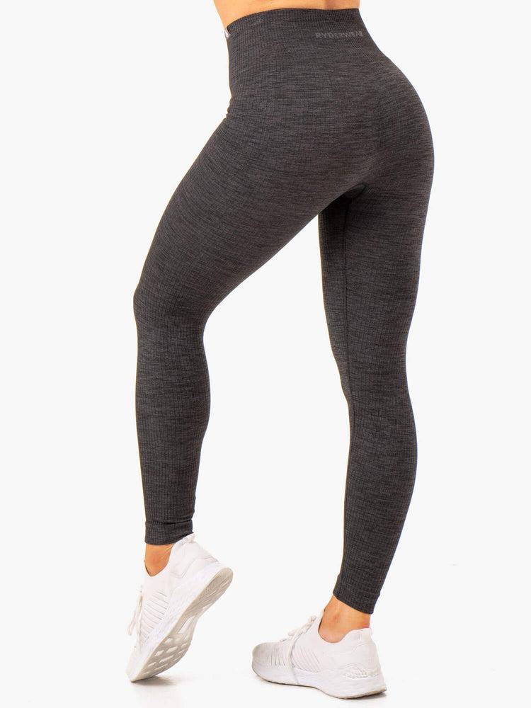 Legginsy Damskie Ryderwear Women Leggings Rib Seamless Czarne | PL2253ZG