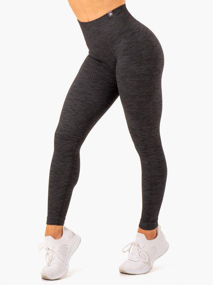 Legginsy Damskie Ryderwear Women Leggings Rib Seamless Czarne | PL2253ZG