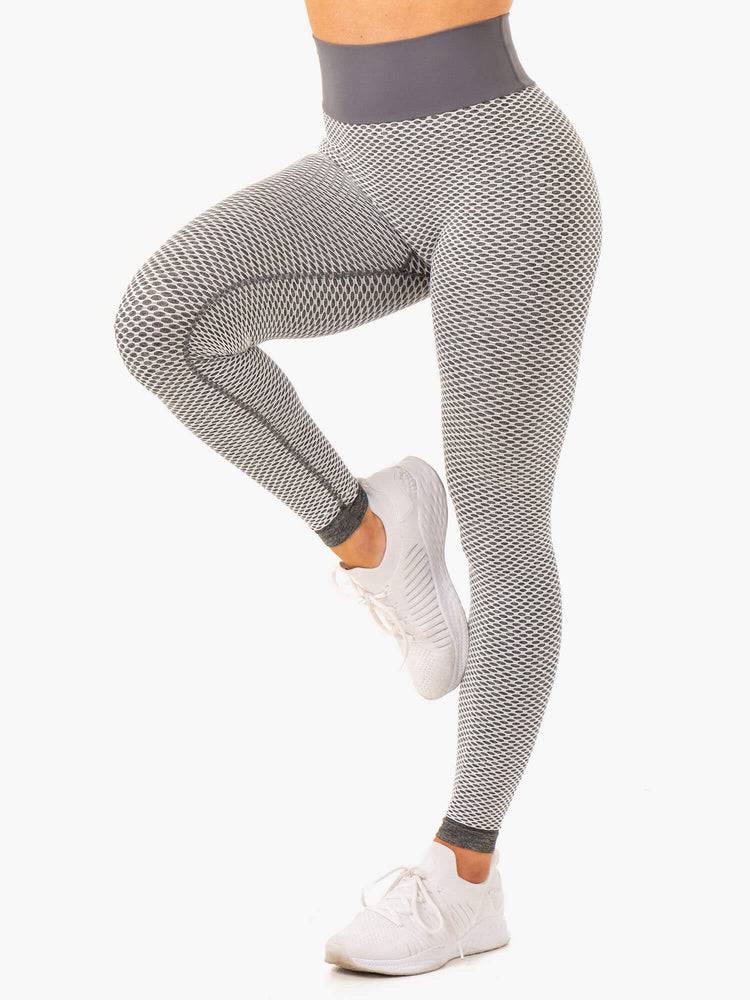 Legginsy Damskie Ryderwear Women Leggings Honeycomb Scrunch Seamless Szare | PL2255CE