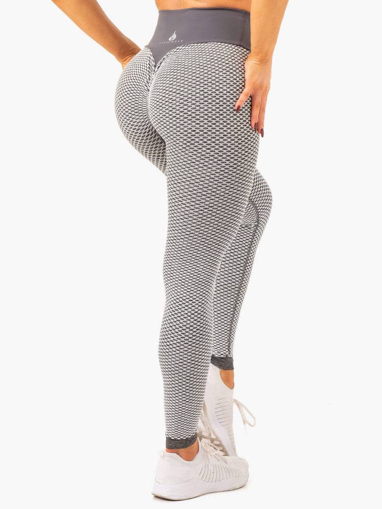 Legginsy Damskie Ryderwear Women Leggings Honeycomb Scrunch Seamless Szare | PL2255CE