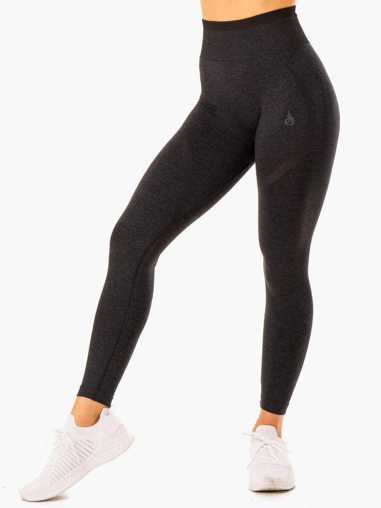 Legginsy Damskie Ryderwear Women Leggings Excel Seamless High Waisted Czarne | PL2256VD