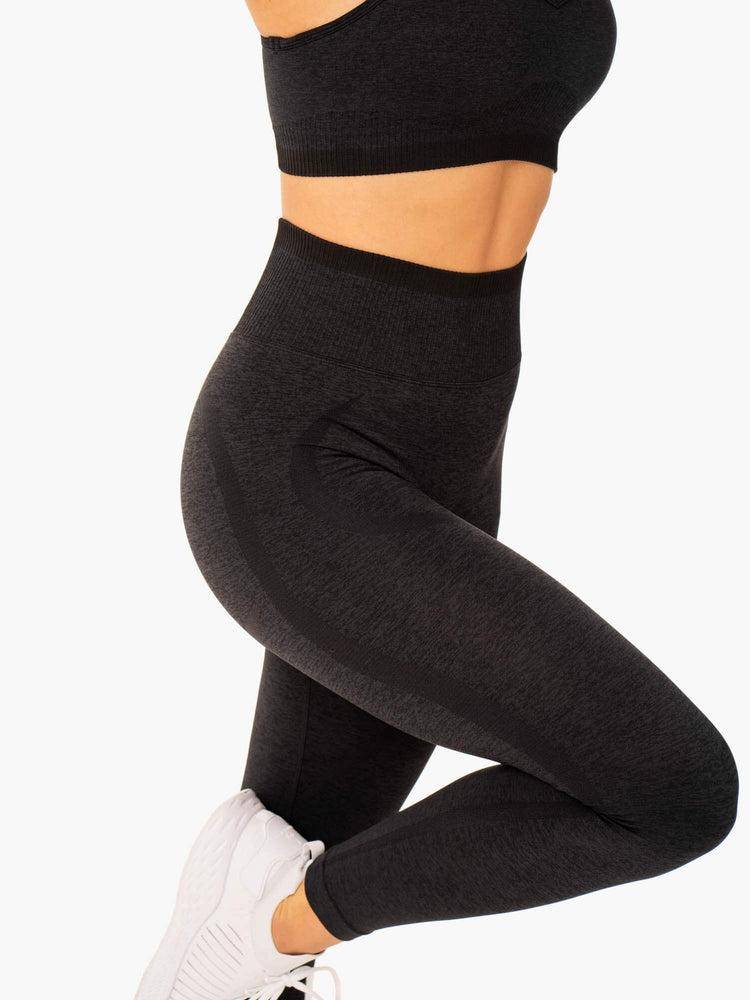 Legginsy Damskie Ryderwear Women Leggings Excel Seamless High Waisted Czarne | PL2256VD