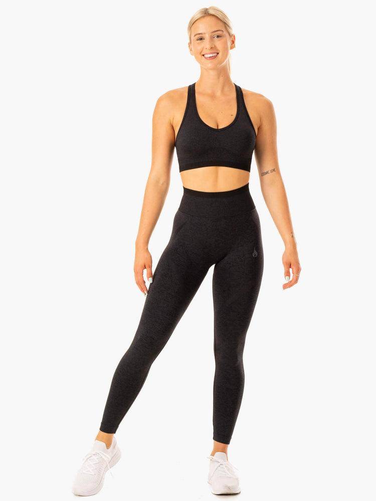 Legginsy Damskie Ryderwear Women Leggings Excel Seamless High Waisted Czarne | PL2256VD