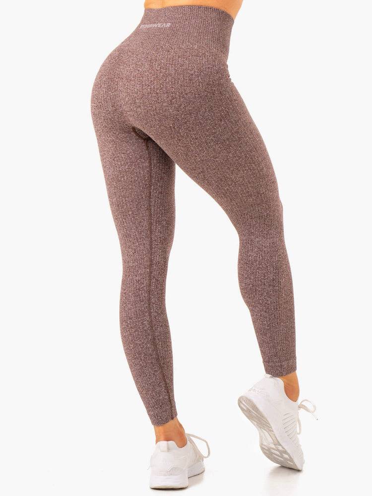 Legginsy Damskie Ryderwear Women Leggings Rib Seamless Czekolada | PL2257BC