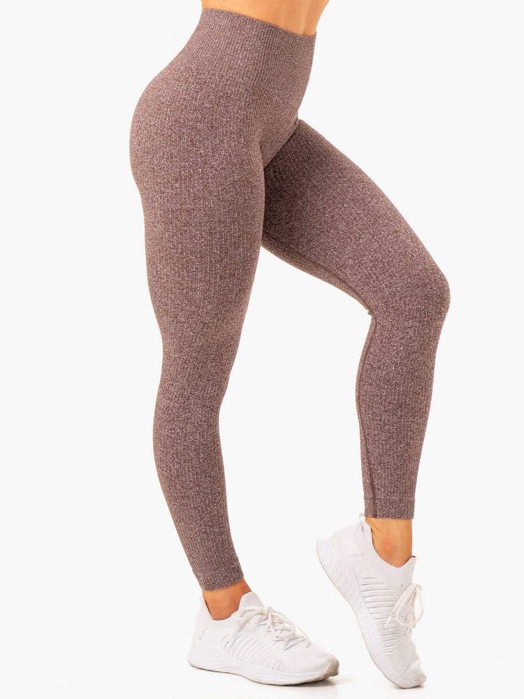 Legginsy Damskie Ryderwear Women Leggings Rib Seamless Czekolada | PL2257BC