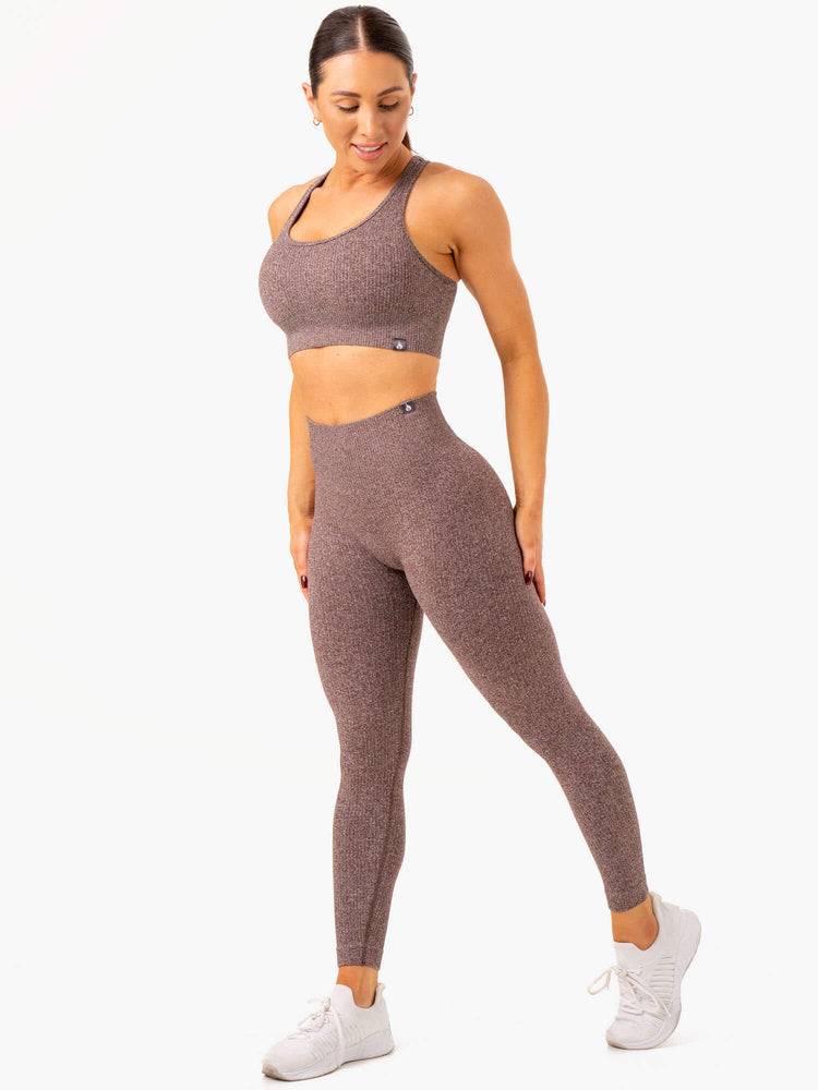 Legginsy Damskie Ryderwear Women Leggings Rib Seamless Czekolada | PL2257BC