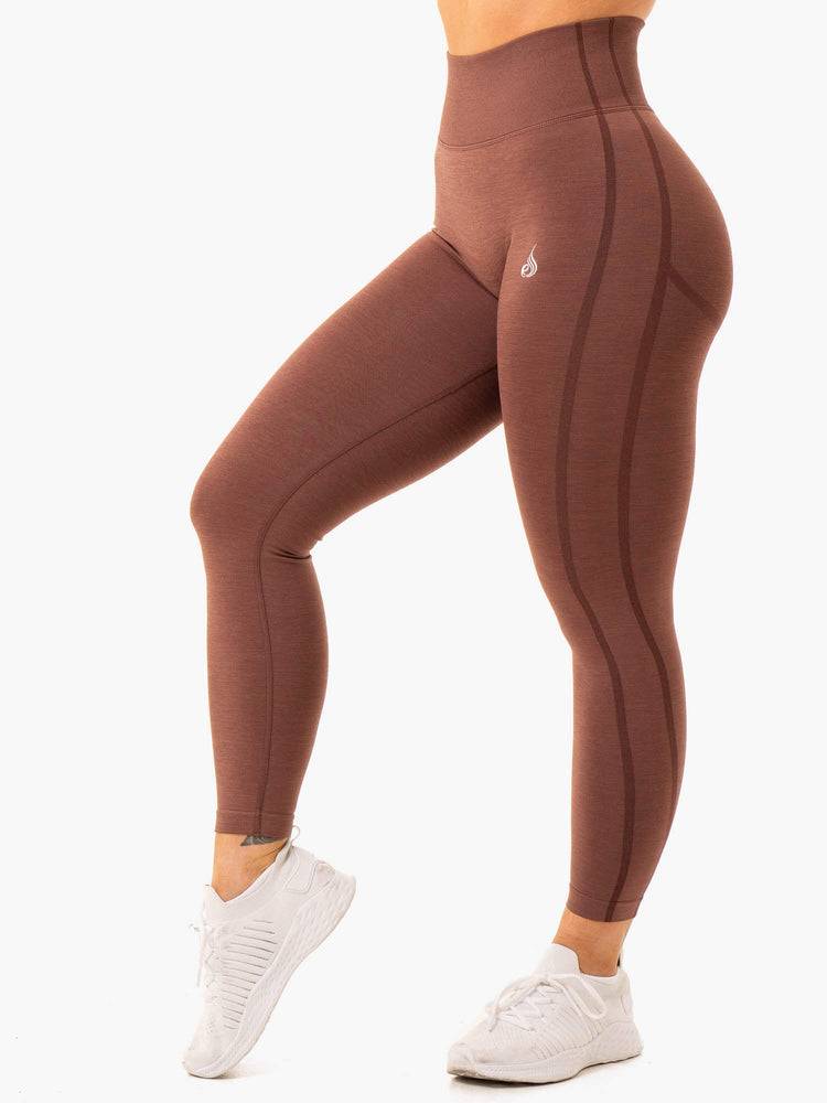 Legginsy Damskie Ryderwear Women Leggings Enhance Scrunch Bum Seamless Czekolada | PL2263RW