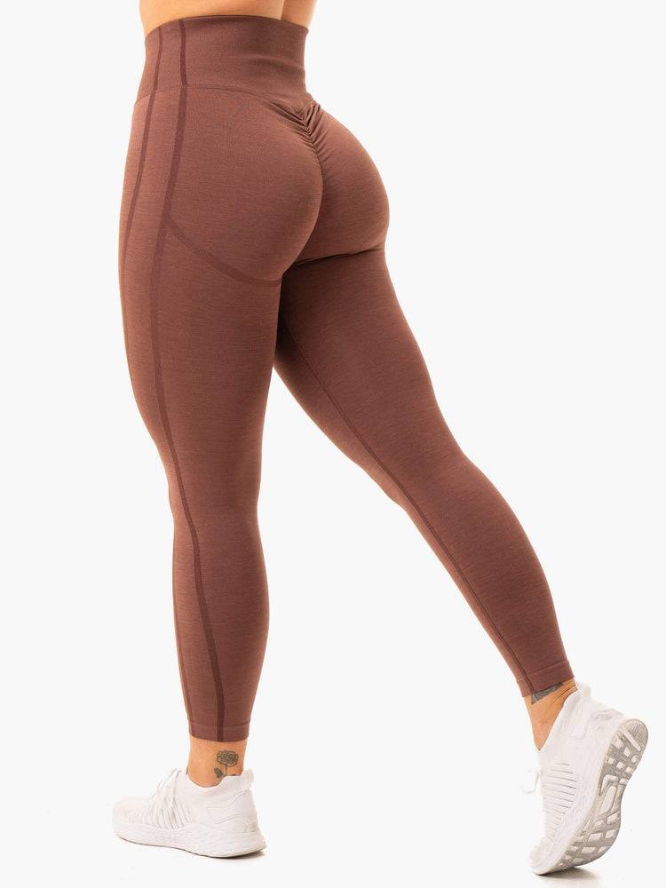 Legginsy Damskie Ryderwear Women Leggings Enhance Scrunch Bum Seamless Czekolada | PL2263RW