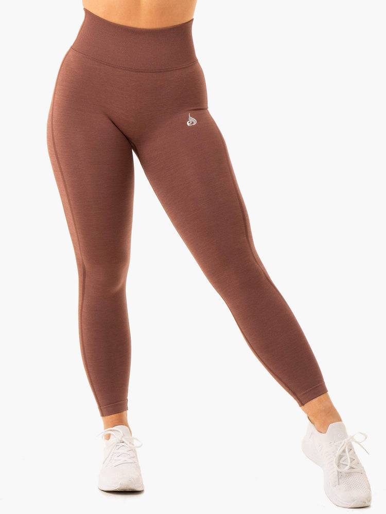 Legginsy Damskie Ryderwear Women Leggings Enhance Scrunch Bum Seamless Czekolada | PL2263RW