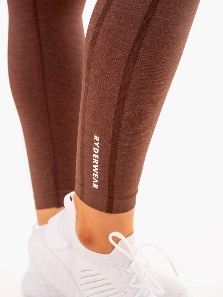 Legginsy Damskie Ryderwear Women Leggings Enhance Scrunch Bum Seamless Czekolada | PL2263RW