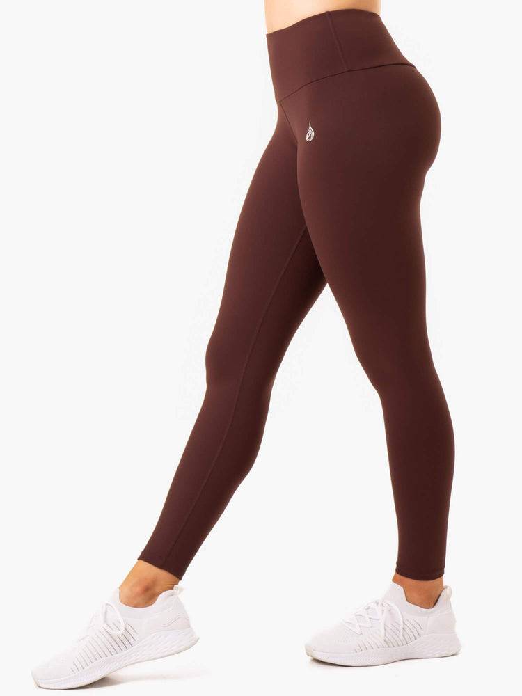 Legginsy Damskie Ryderwear Women Leggings Staples Scrunch Bum Czekolada | PL2264TV