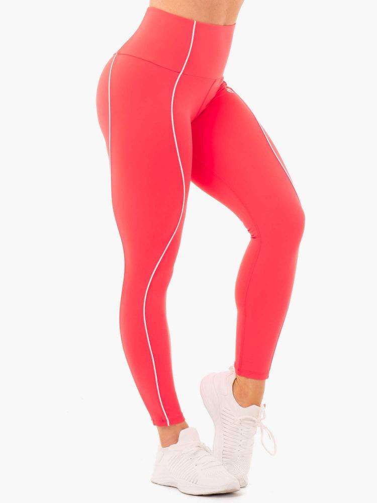 Legginsy Damskie Ryderwear Women Leggings Glow High Waisted Czerwone | PL2265YU