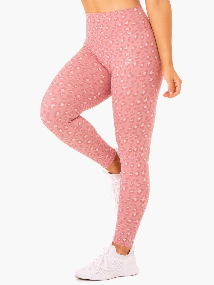 Legginsy Damskie Ryderwear Women Leggings Hybryd Full Length Różowe Panterka | PL2268OR