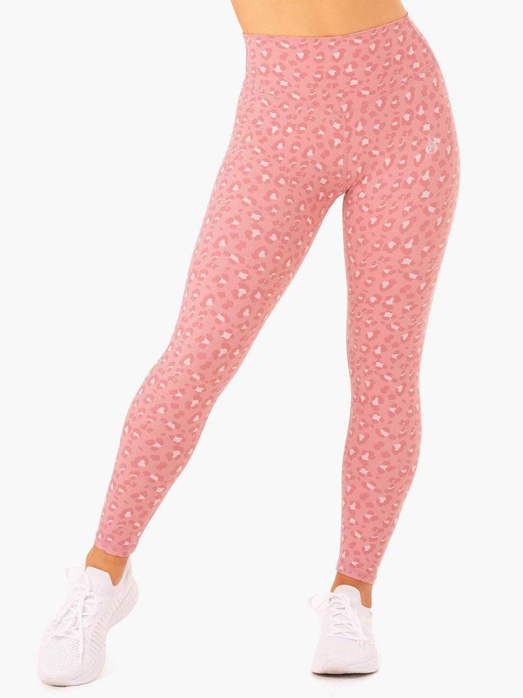 Legginsy Damskie Ryderwear Women Leggings Hybryd Full Length Różowe Panterka | PL2268OR