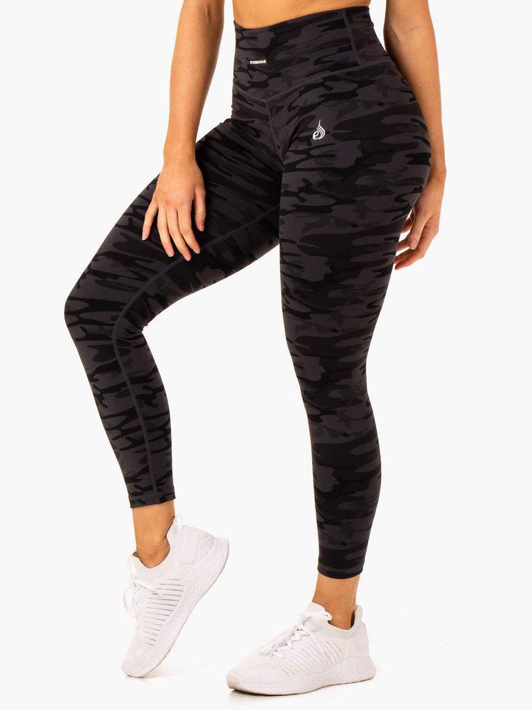 Legginsy Damskie Ryderwear Women Leggings Base Full Length Czarne Camo | PL2269PQ