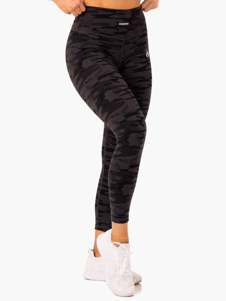 Legginsy Damskie Ryderwear Women Leggings Base Full Length Czarne Camo | PL2269PQ