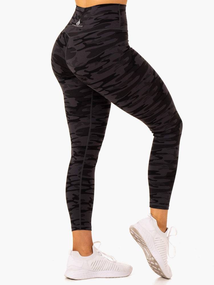 Legginsy Damskie Ryderwear Women Leggings Base Full Length Czarne Camo | PL2269PQ