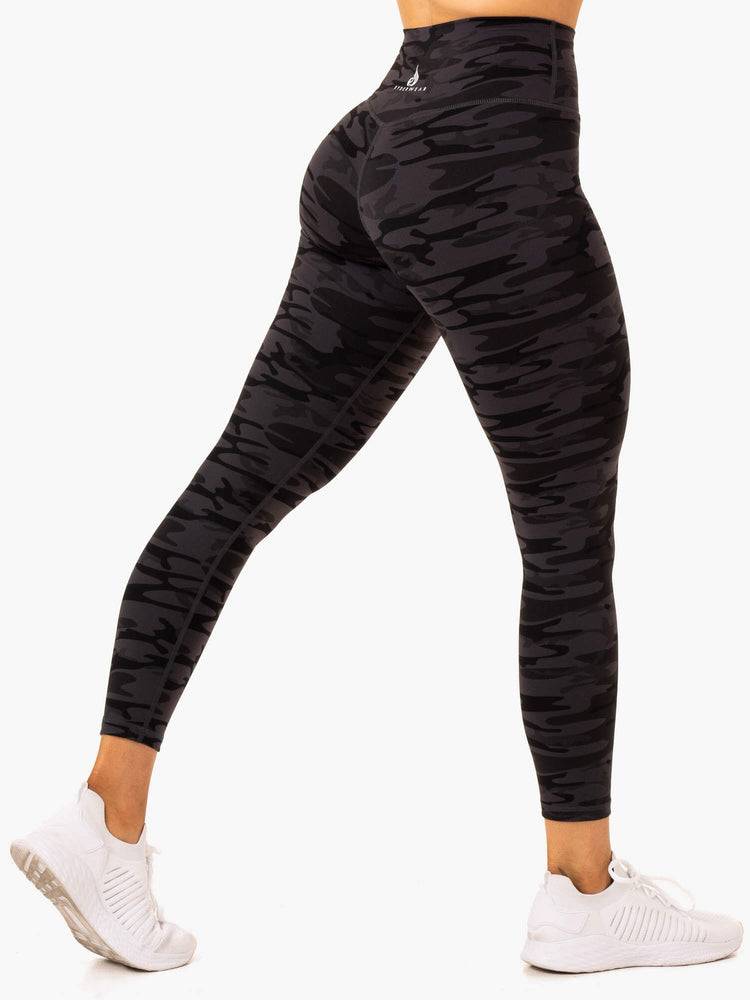 Legginsy Damskie Ryderwear Women Leggings Base Full Length Czarne Camo | PL2269PQ