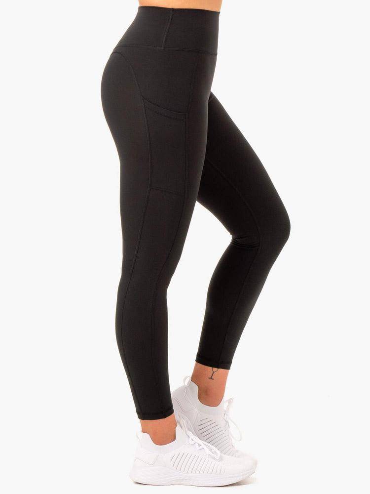 Legginsy Damskie Ryderwear Women Leggings Reset High Waisted Pocket Czarne | PL2270AP