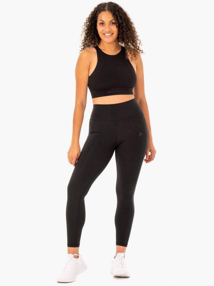 Legginsy Damskie Ryderwear Women Leggings Reset High Waisted Pocket Czarne | PL2270AP