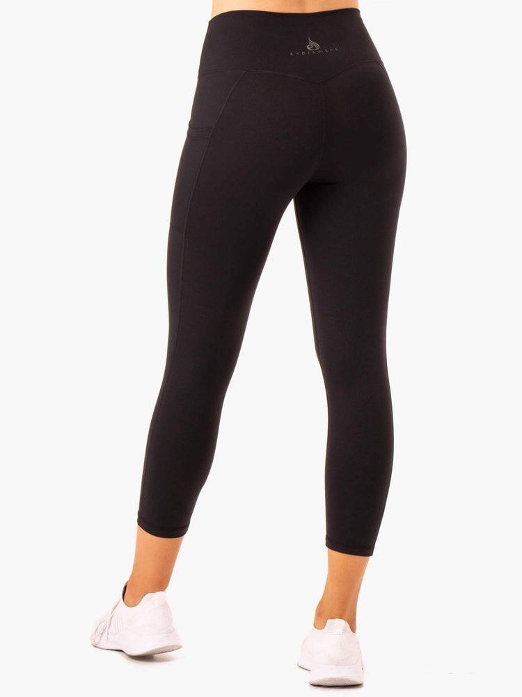 Legginsy Damskie Ryderwear Women Leggings Action High Waisted 7/8 Pocket Czarne | PL2272DN