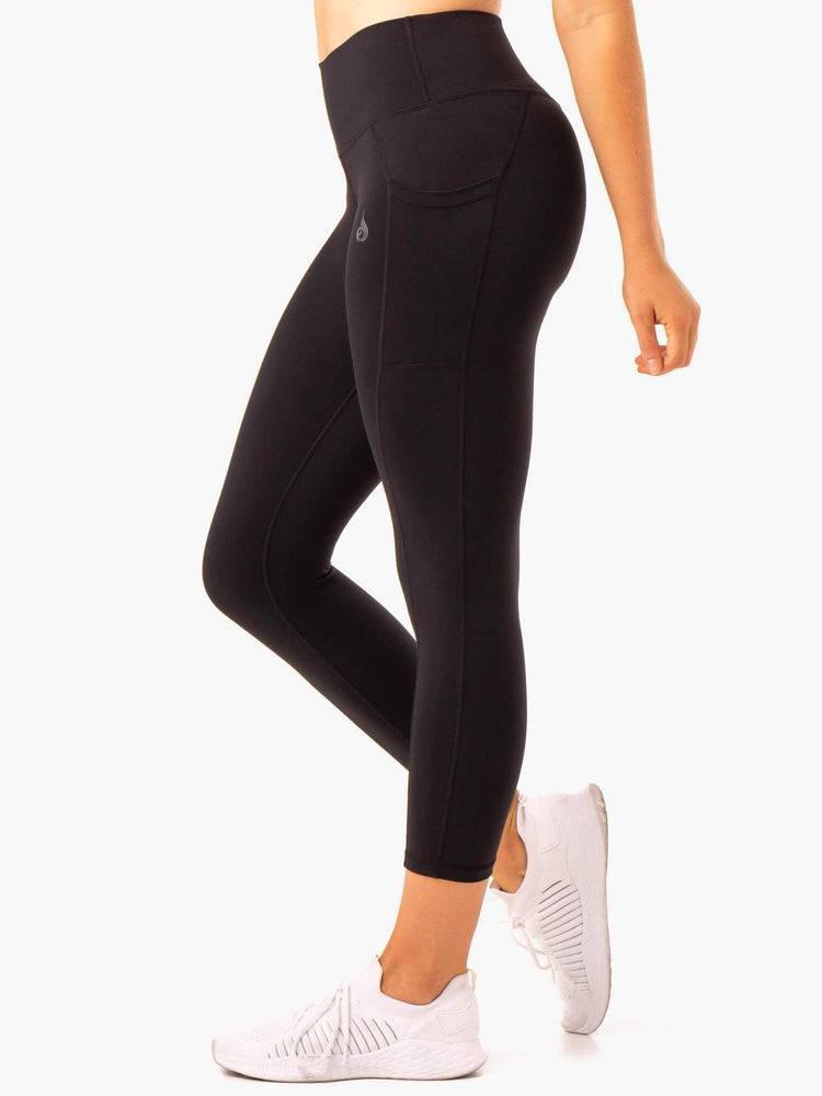 Legginsy Damskie Ryderwear Women Leggings Action High Waisted 7/8 Pocket Czarne | PL2272DN