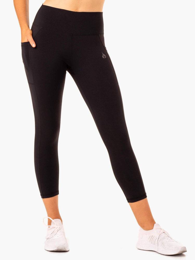 Legginsy Damskie Ryderwear Women Leggings Action High Waisted 7/8 Pocket Czarne | PL2272DN