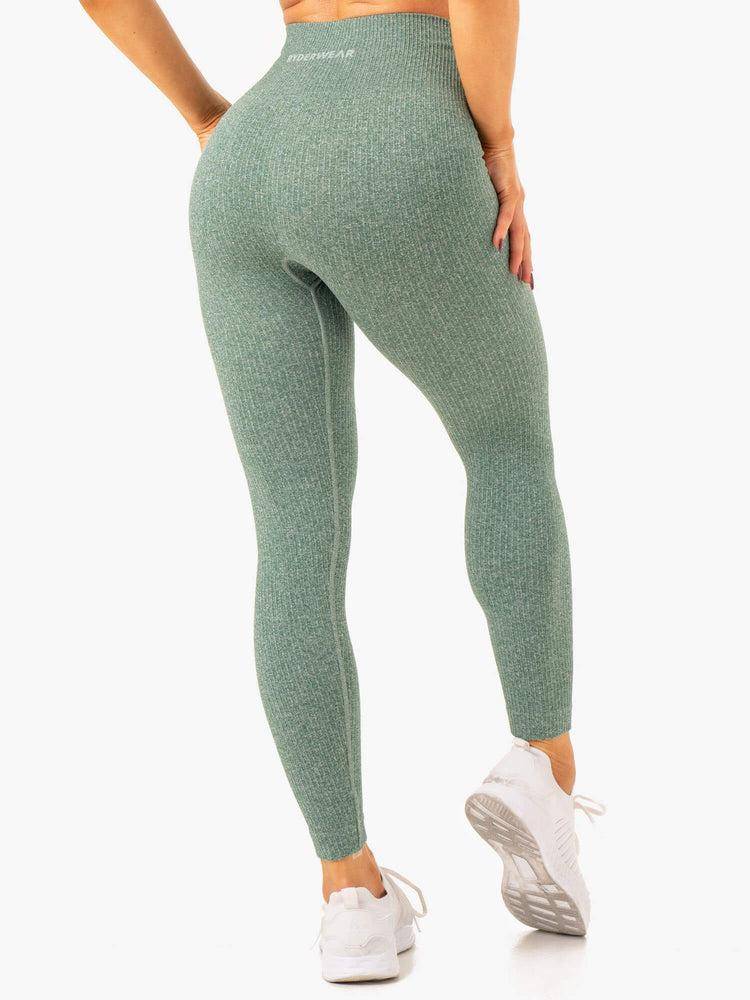 Legginsy Damskie Ryderwear Women Leggings Rib Seamless Zielone | PL2273FM