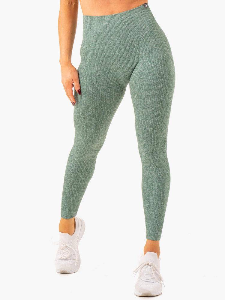 Legginsy Damskie Ryderwear Women Leggings Rib Seamless Zielone | PL2273FM