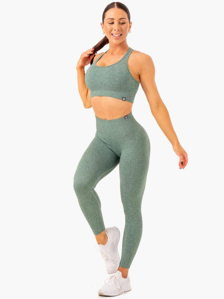 Legginsy Damskie Ryderwear Women Leggings Rib Seamless Zielone | PL2273FM