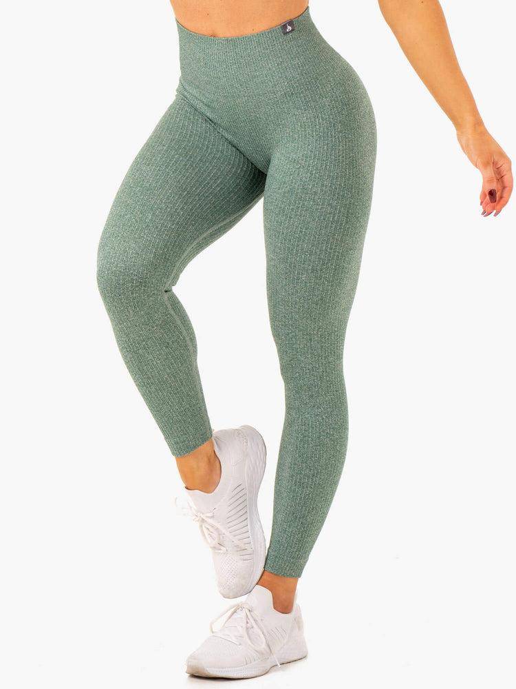 Legginsy Damskie Ryderwear Women Leggings Rib Seamless Zielone | PL2273FM