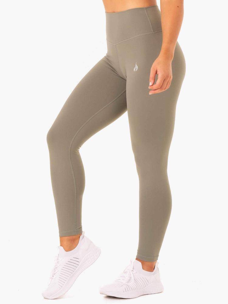 Legginsy Damskie Ryderwear Women Leggings Base Full Length High Waisted Khaki | PL2275HK