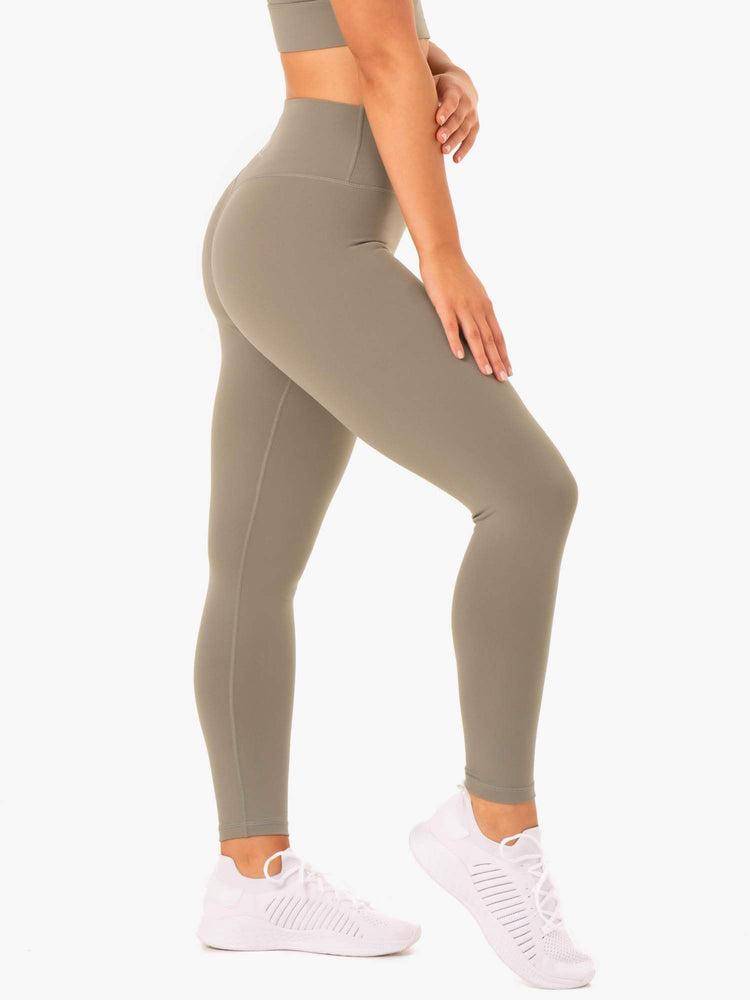 Legginsy Damskie Ryderwear Women Leggings Base Full Length High Waisted Khaki | PL2275HK