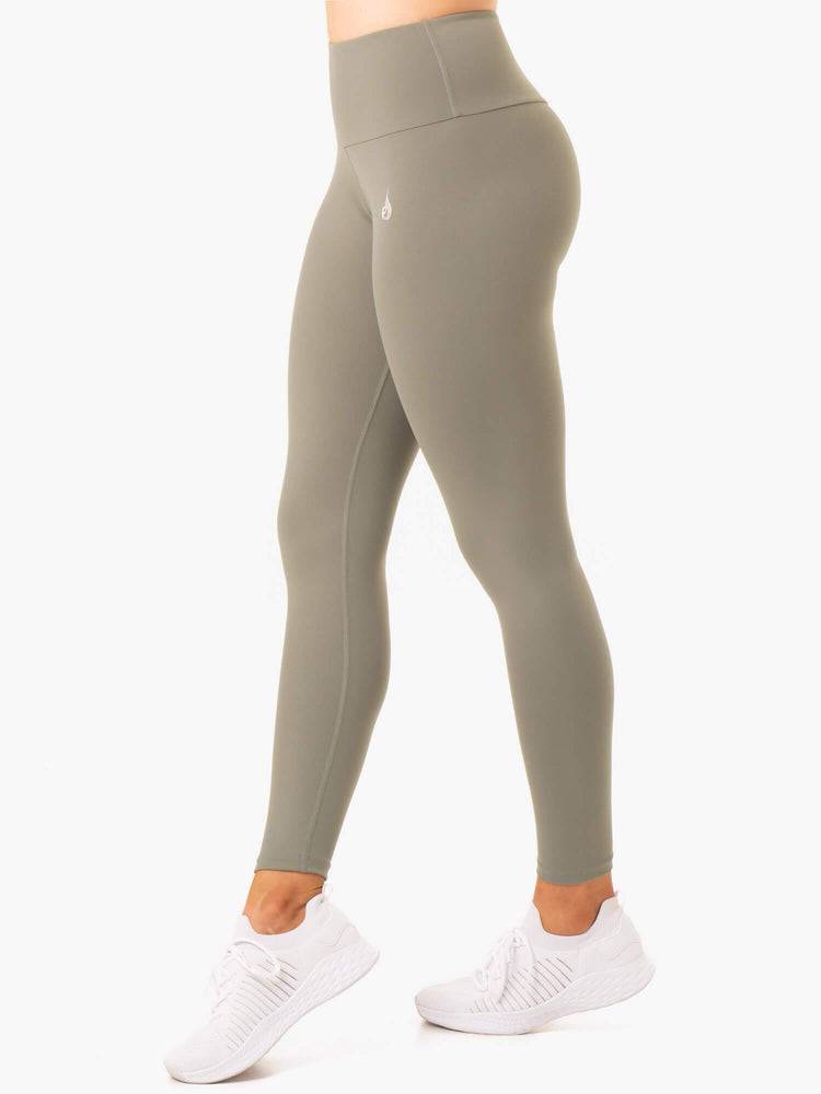 Legginsy Damskie Ryderwear Women Leggings Staples Scrunch Bum Khaki | PL2278LH