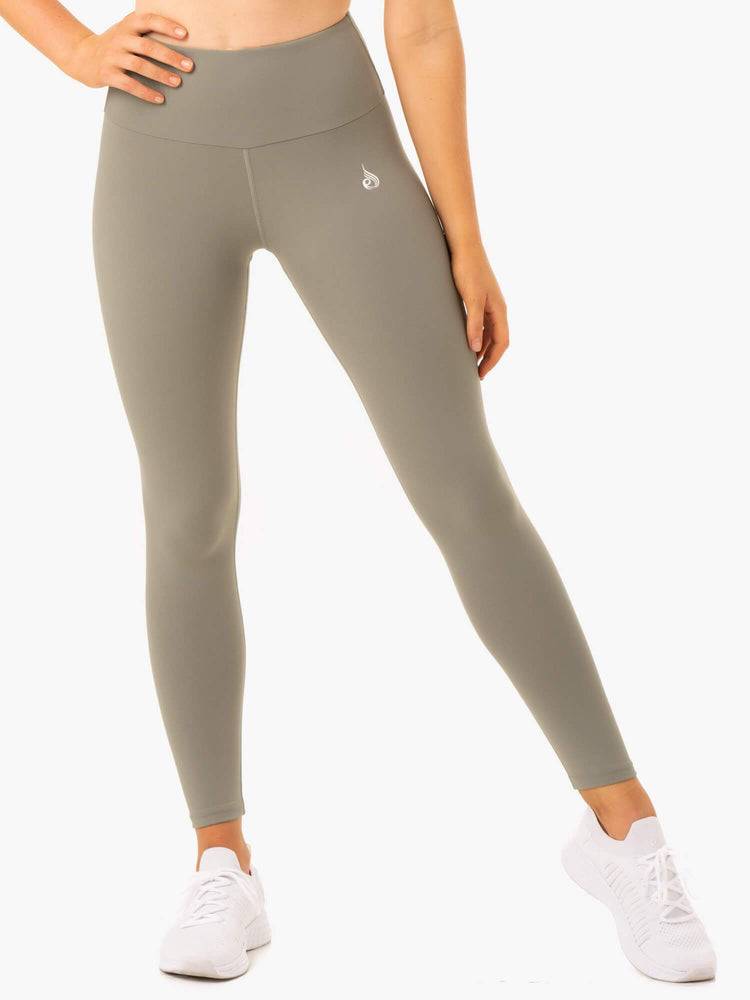 Legginsy Damskie Ryderwear Women Leggings Staples Scrunch Bum Khaki | PL2278LH