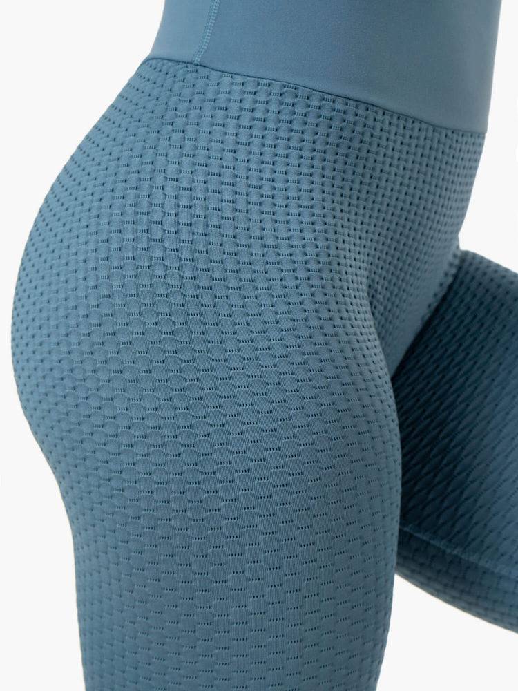 Legginsy Damskie Ryderwear Women Leggings Honeycomb Scrunch Seamless Szare Niebieskie | PL2279ZG