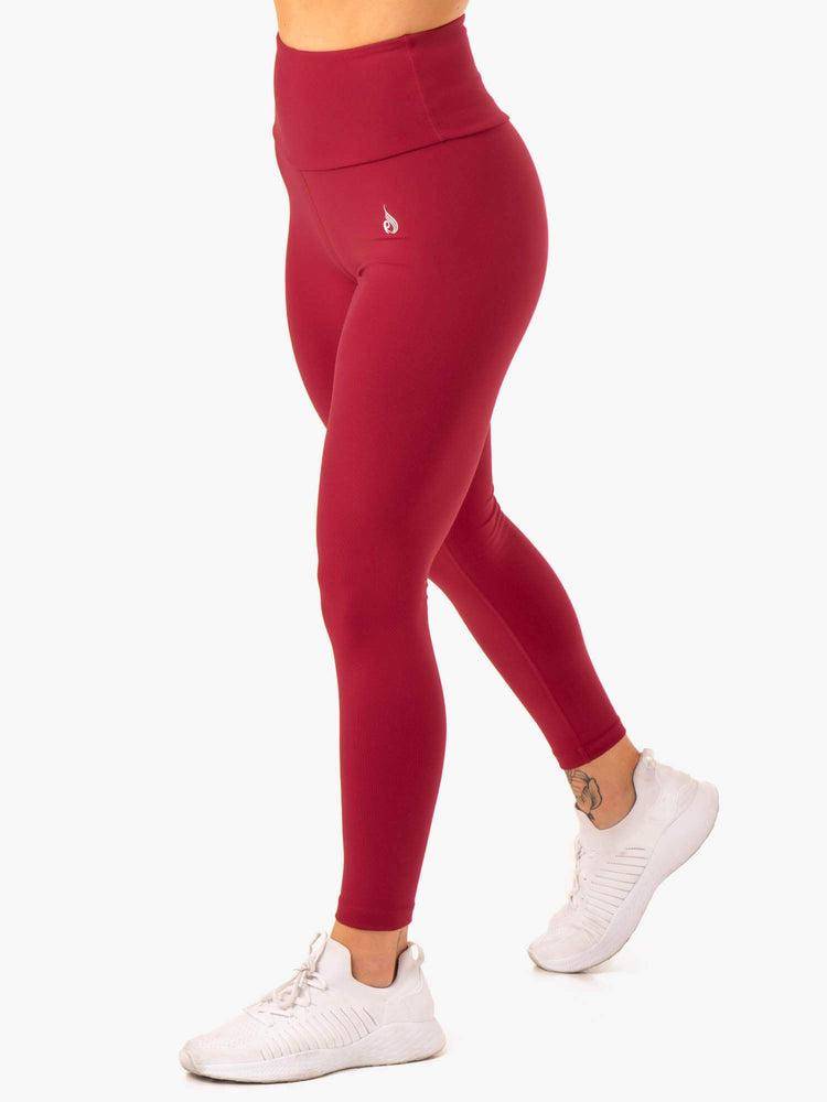 Legginsy Damskie Ryderwear Women Leggings Staples Scrunch Bum Bordowe Czerwone | PL2283BC