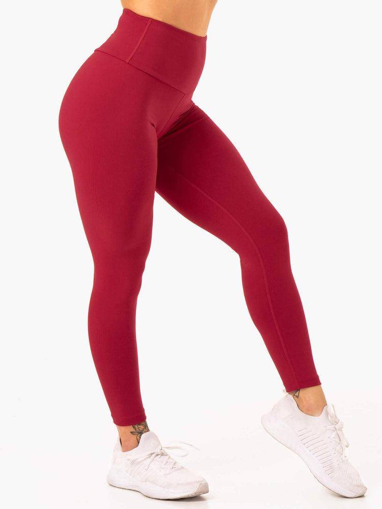 Legginsy Damskie Ryderwear Women Leggings Staples Scrunch Bum Bordowe Czerwone | PL2283BC